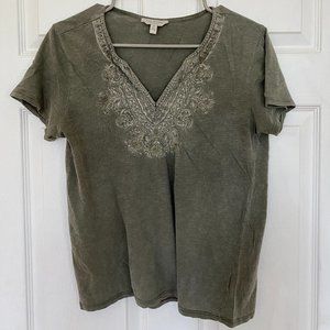 Lucky Brand T-shirt Green with Lace detail